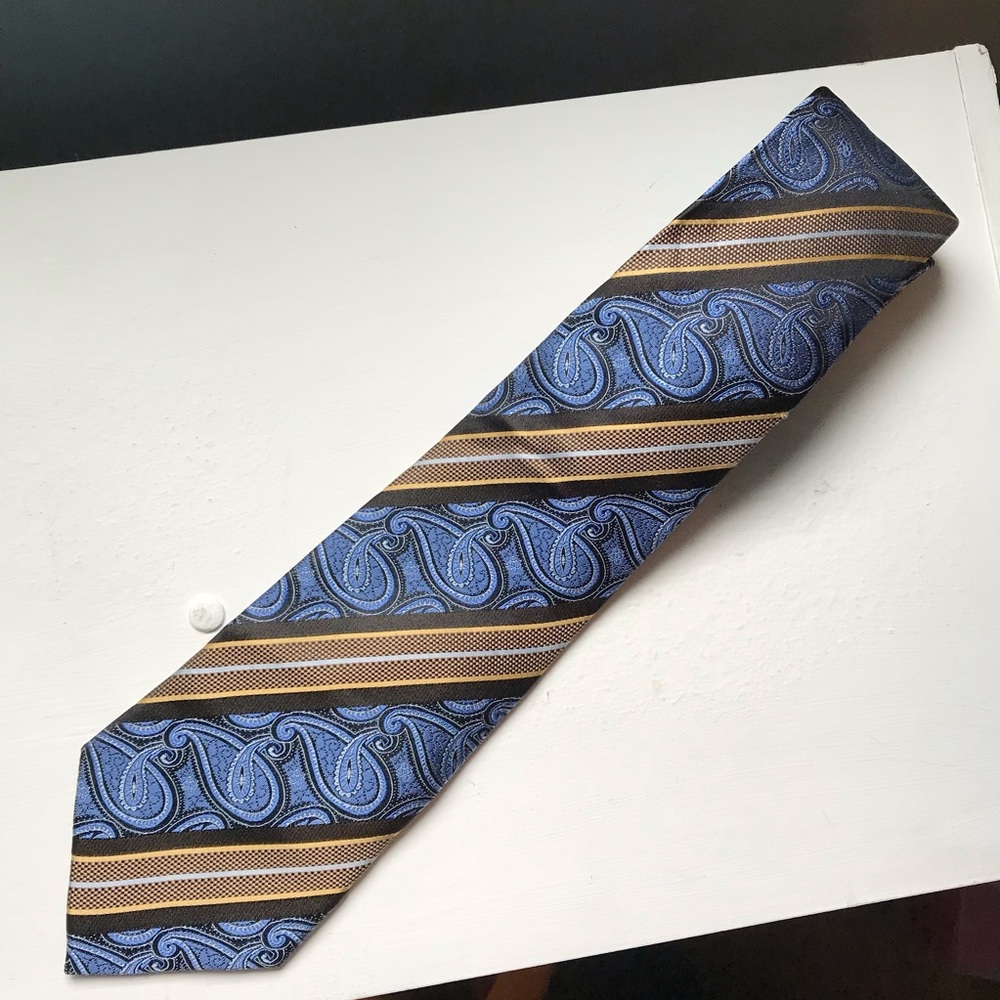 Vintage Bachrach Tie Geometric 100% Silk Necktie 58 Inches Long Retro Multicolor